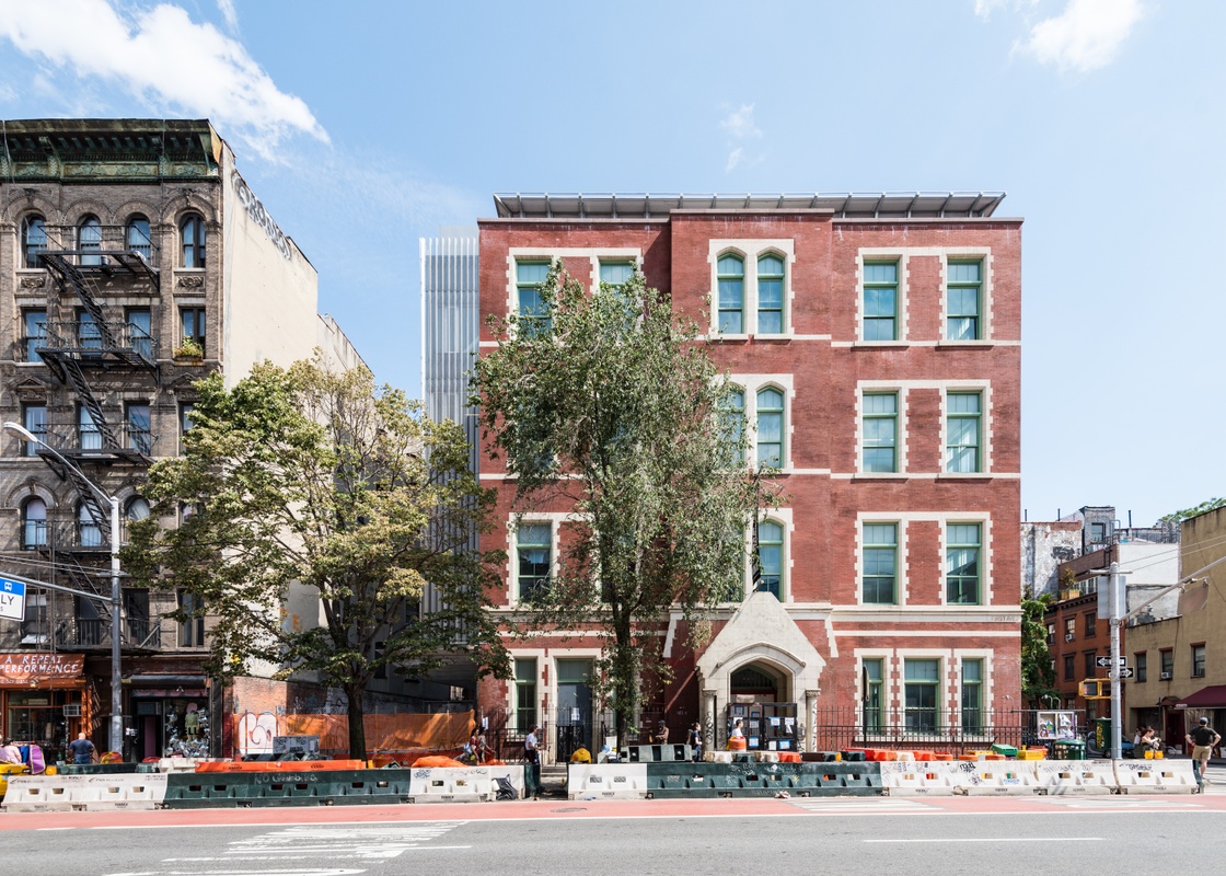 Facade of 122 Community Center as seen from across 1st Avenue.