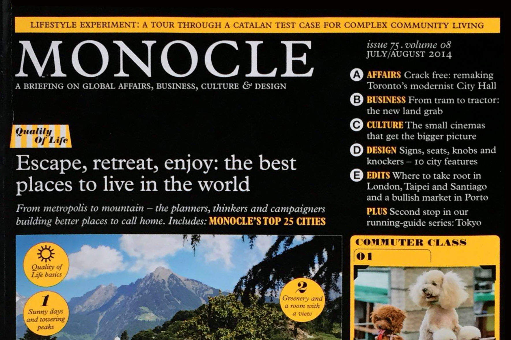 Cover of Monocle magazine, Issue 75, Voume 08, July/August 2014.