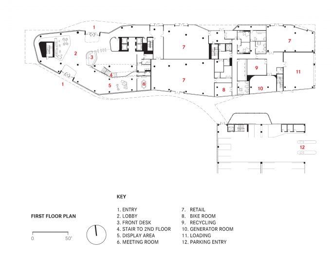 First floor plan, illustration.