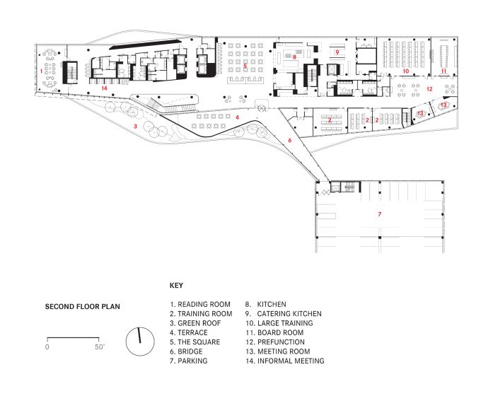 Second floor plan, illustration.