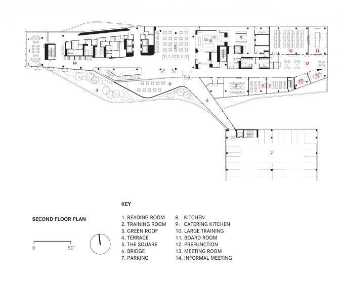 Second floor plan, illustration.