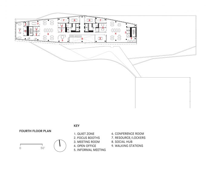 Fourth floor plan, illustration.