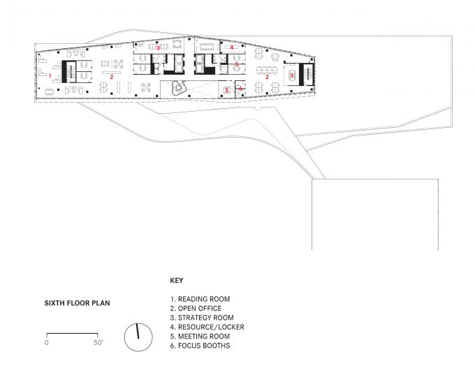 Sixth floor plan, illustration.