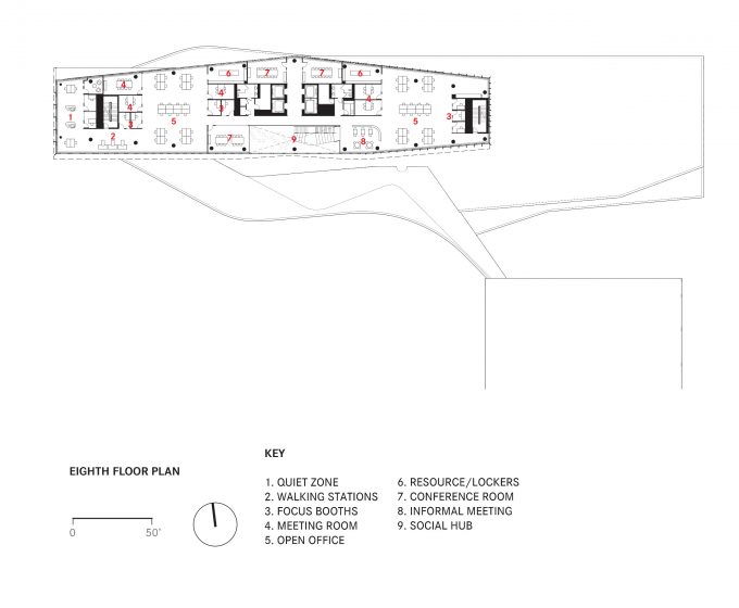 Eighth floor plan, illustration.