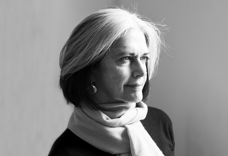 Portrait of Deborah Berke in black and white.